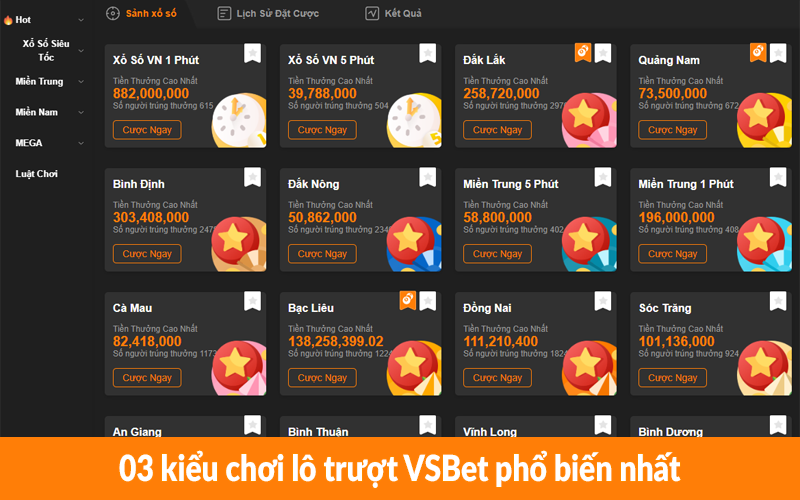 03 kiểu chơi lô trượt VSBet phổ biến nhất