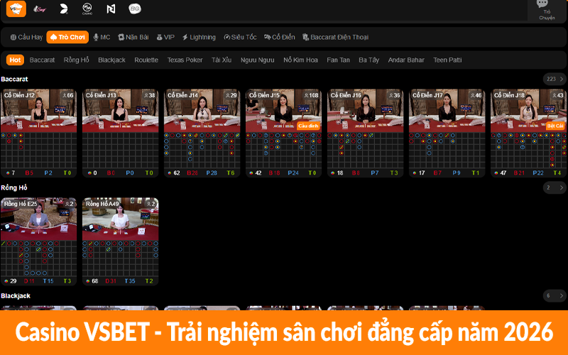 Casino VSBET - Trải nghiệm sân chơi đẳng cấp năm 2026