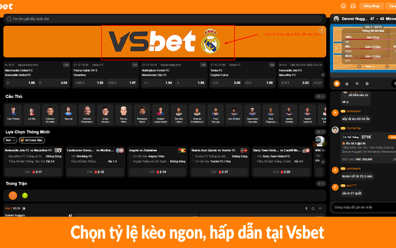 Chọn tỷ lệ kèo ngon, hấp dẫn tại Vsbet Chọn tỷ lệ kèo ngon, hấp dẫn tại Vsbet