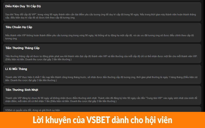 Lời khuyên của VSBET dành cho hội viên Lời khuyên của VSBET dành cho hội viên