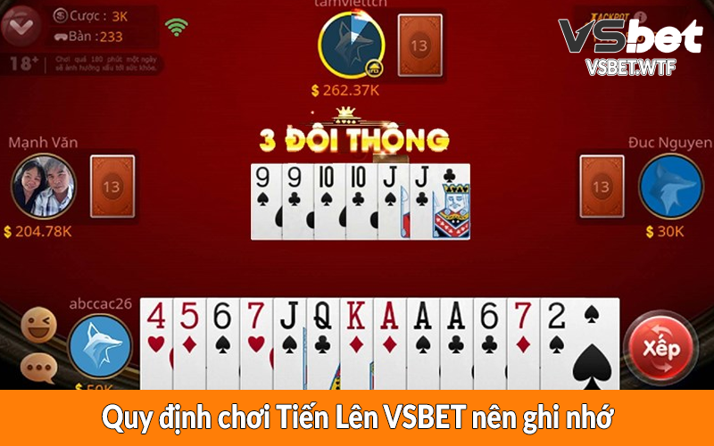 Quy định chơi Tiến Lên VSBET nên ghi nhớ